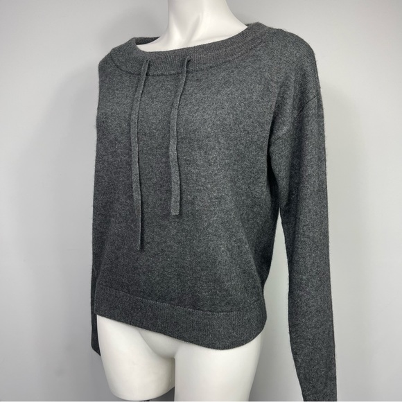 Minnie Rose 100% Cashmere Boat Neck Sweater with Drawstring F72113C21 Gray M - Picture 4 of 14